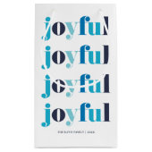 Winter Blauw "Joyful" gepersonaliseerde vakantie Klein Cadeauzakje (Achterkant)