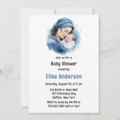Winter Blauw Moeder & Kind Jongen Baby shower Kaart (Voorkant)
