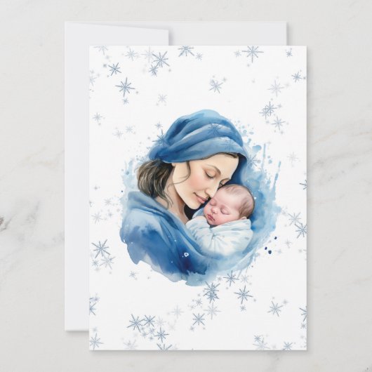 Winter Blauw Moeder & Kind Jongen Baby shower Kaart (Achterkant)