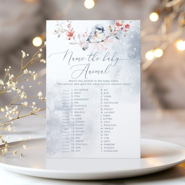 Winter blauw naam de baby dieren baby shower spel (Creator heeft geüpload)