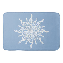 Winter Blauw Ornamental Monogram G-Clef Sneeuwvlok Badmat