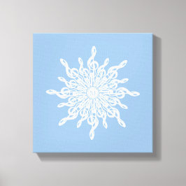 Winter Blauw Ornamental Monogram G-Clef Sneeuwvlok Canvas Afdruk