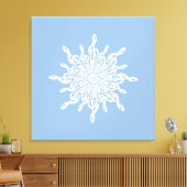 Winter Blauw Ornamental Monogram G-Clef Sneeuwvlok Canvas Afdruk (Insitu (Woonkamer))