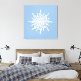 Winter Blauw Ornamental Monogram G-Clef Sneeuwvlok Canvas Afdruk