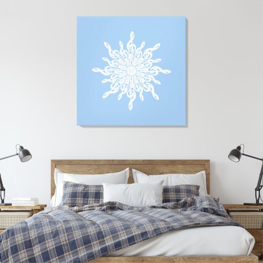 Winter Blauw Ornamental Monogram G-Clef Sneeuwvlok Canvas Afdruk (Insitu (Slaapkamer))