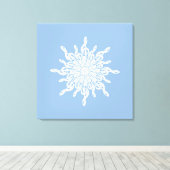 Winter Blauw Ornamental Monogram G-Clef Sneeuwvlok Canvas Afdruk (Insitu (Houten vloer))