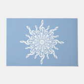 Winter Blauw Ornamental Monogram G-Clef Sneeuwvlok Deurmat (Voorkant)