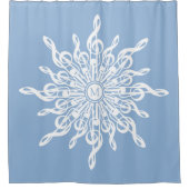 Winter Blauw Ornamental Monogram G-Clef Sneeuwvlok Douchegordijn (Voorkant)