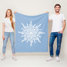 Winter Blauw Ornamental Monogram G-Clef Sneeuwvlok Fleece Deken