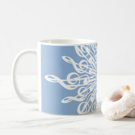 Winter Blauw Ornamental Monogram G-Clef Sneeuwvlok Koffiemok