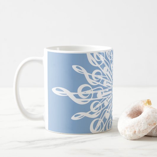 Winter Blauw Ornamental Monogram G-Clef Sneeuwvlok Koffiemok (Met donut)