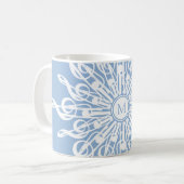 Winter Blauw Ornamental Monogram G-Clef Sneeuwvlok Koffiemok (Voorkant links)