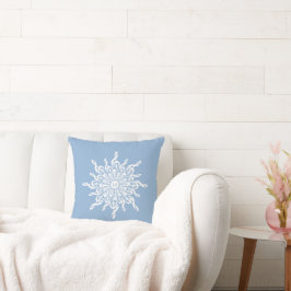Winter Blauw Ornamental Monogram G-Clef Sneeuwvlok Kussen