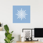 Winter Blauw Ornamental Monogram G-Clef Sneeuwvlok Poster (Thuiskantoor)