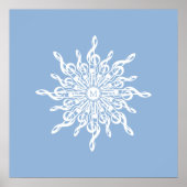 Winter Blauw Ornamental Monogram G-Clef Sneeuwvlok Poster (Voorkant)