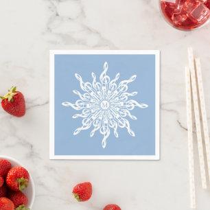 Winter Blauw Ornamental Monogram G-Clef Sneeuwvlok Servet