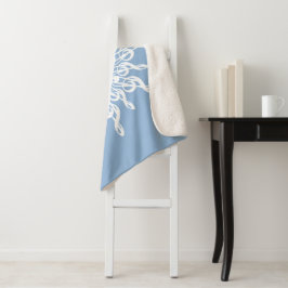Winter Blauw Ornamental Monogram G-Clef Sneeuwvlok Sherpa Deken