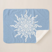 Winter Blauw Ornamental Monogram G-Clef Sneeuwvlok Sherpa Deken (Voorkant (horizontaal))