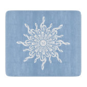 Winter Blauw Ornamental Monogram G-Clef Sneeuwvlok Snijplank (Voorkant)