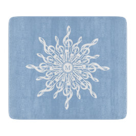 Winter Blauw Ornamental Monogram G-Clef Sneeuwvlok Snijplank