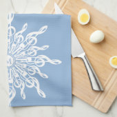 Winter Blauw Ornamental Monogram G-Clef Sneeuwvlok Theedoek (Quarter Fold)