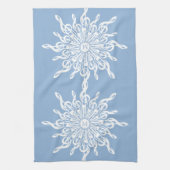 Winter Blauw Ornamental Monogram G-Clef Sneeuwvlok Theedoek (Verticaal)