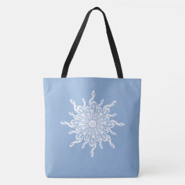 Winter Blauw Ornamental Monogram G-Clef Sneeuwvlok Tote Bag