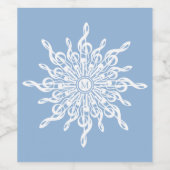 Winter Blauw Ornamental Monogram G-Clef Sneeuwvlok Wijn Etiket (Enkel label)