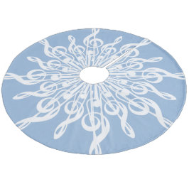 Winter Blauw Ornamental Treble Clef Sneeuwvlok Fleece Kerstboom Rok