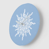 Winter Blauw Ornamental Treble Clef Sneeuwvlok Grote Klok (Hoek)