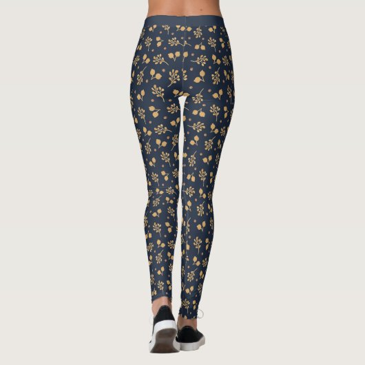 Winter Blauw Patroon Goud Hoge Kwaliteit Vrouwen Leggings (Achterkant)