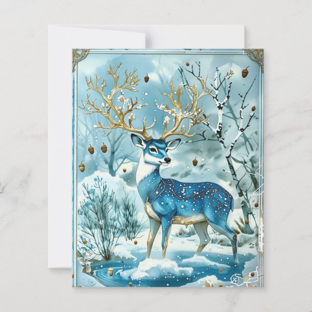 Winter Blauw Rendier Scrapbook Papier (Voorkant)