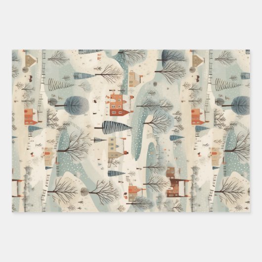 Winter  Blauw set van 3 Inpakpapier Vel (Voorkant 2)