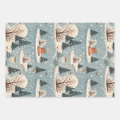 Winter  Blauw set van 3 Inpakpapier Vel (Voorkant)