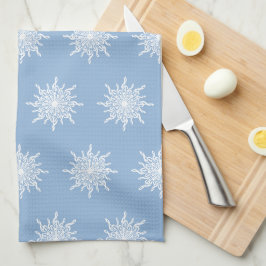 Winter Blauw sierlijke G-Clef sneeuwvlok patroon Theedoek