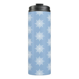 Winter Blauw sierlijke G-Clef sneeuwvlok patroon Thermosbeker