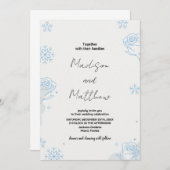 Winter Blauw Sneeuwt Bloemen Bruiloft Uitnodiginge Kaart (Voorkant / Achterkant)