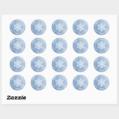 Winter Blauw Sneeuwvlok Vrolijk Kerstgezelschap Ronde Sticker (Vel)