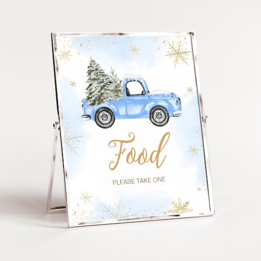Winter Blauw Vrachtwagen Eten Poster