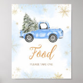 Winter Blauw Vrachtwagen Eten Poster (Voorkant)