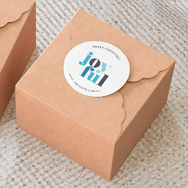 Winter Blauw "Vreugdevolle" Kerstmis Ronde Sticker