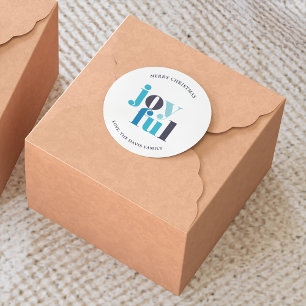 Winter Blauw "Vreugdevolle" Kerstmis Ronde Sticker