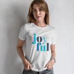 Winter Blauw "Vreugdevolle" Kerstmis T-shirt<br><div class="desc">Feestelijke kerst thema ontwerp.</div>