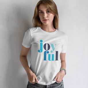 Winter Blauw "Vreugdevolle" Kerstmis T-shirt