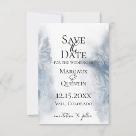 Winter Blauw Waterverf Save The Date Aankondiging