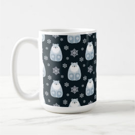 WINTER BLAUW & WIT KERSTFEest POLAIRE BEREN Koffiemok