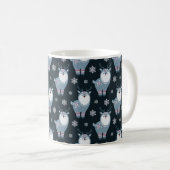 WINTER BLAUW & WIT KERSTRENDIER KOFFIEMOK (Voorkant rechts)