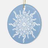 Winter Blauw Wit Sneeuwvlok Muzieknoten Monogram Keramisch Ornament (Links)