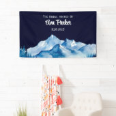 Winter Blauw Witte Besneeuwde Bergen Bruids-Shower Spandoek (Insitu)