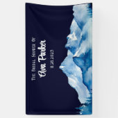 Winter Blauw Witte Besneeuwde Bergen Bruids-Shower Spandoek (Verticaal)